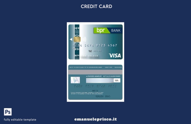 modello di carta di credito classica per visto Ruanda BPR Bank in stile verifica